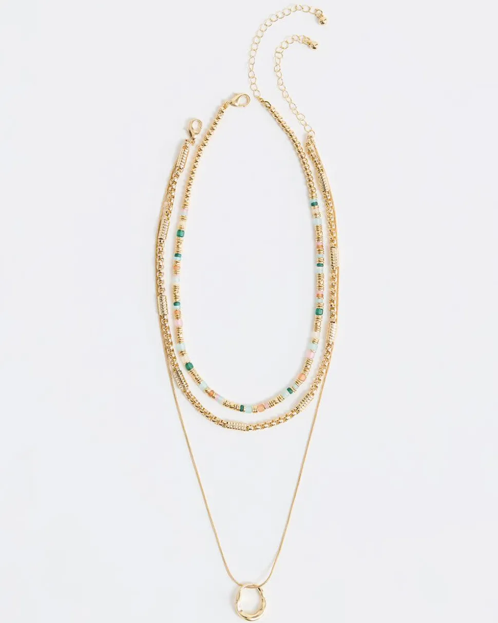 Multi-Chain Necklace with Colourful Beads
