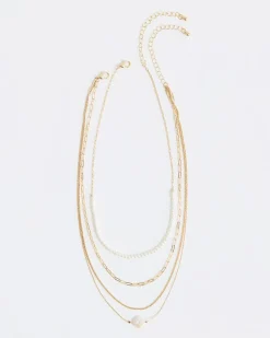 Multi-Chain Necklace with Pearls