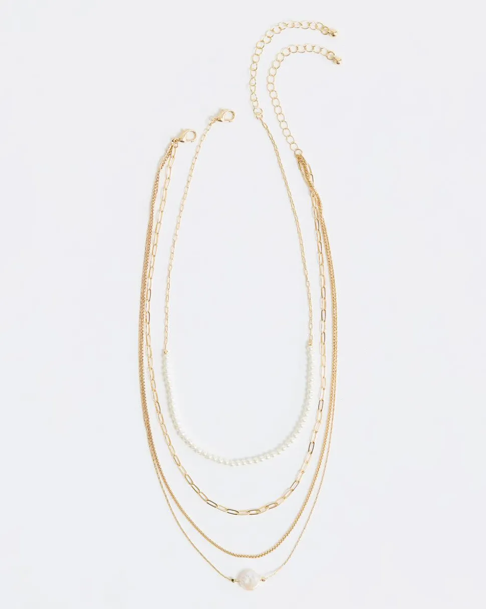 Multi-Chain Necklace with Pearls