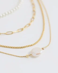 Multi-Chain Necklace with Pearls