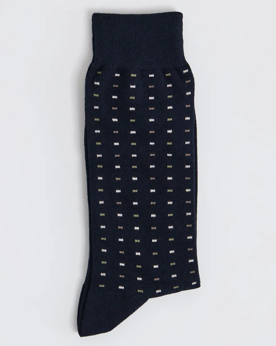 Navy Dress Socks with Dots