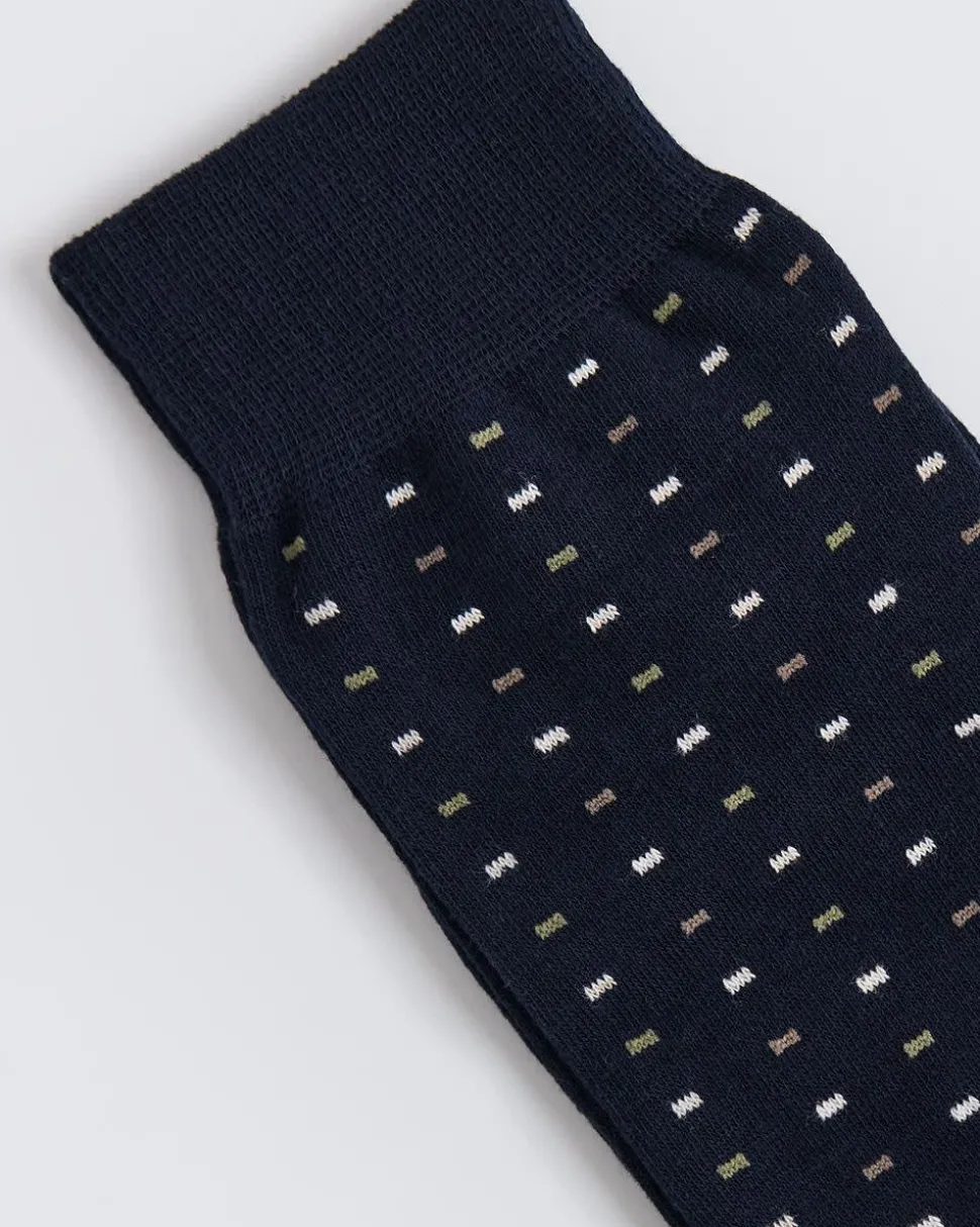 Navy Dress Socks with Dots