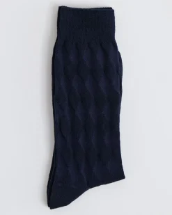 Navy Dress Socks with Geometric Pattern