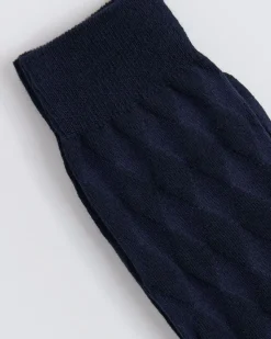 Navy Dress Socks with Geometric Pattern
