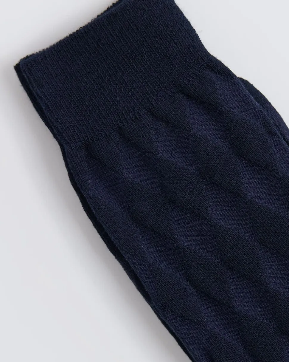 Navy Dress Socks with Geometric Pattern