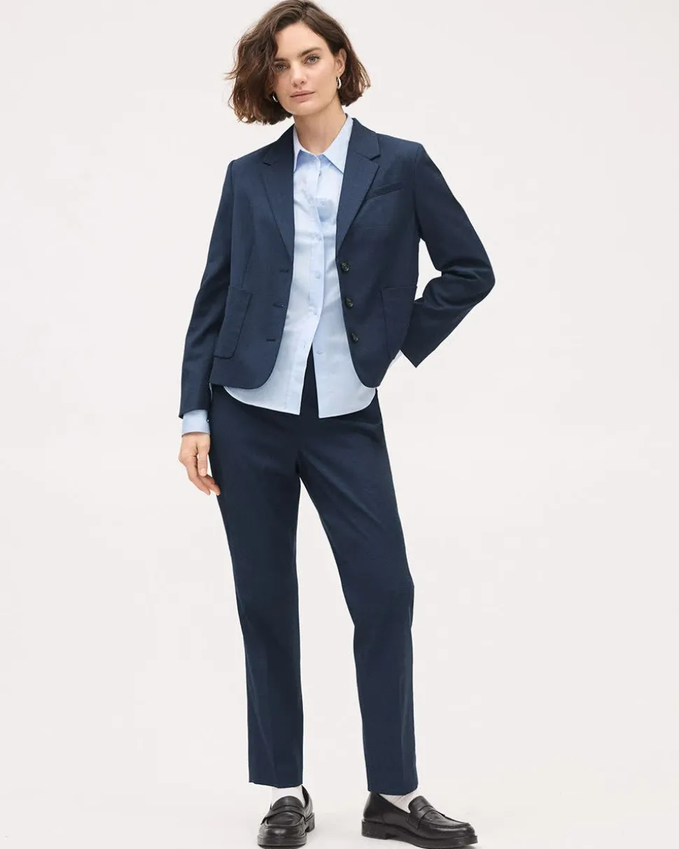 Navy Slim-Leg High-Rise Pant
