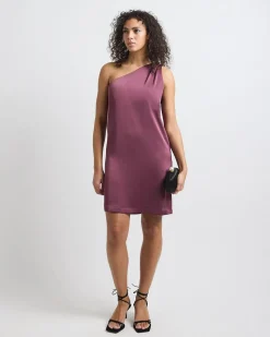 One-Shoulder Satin Mini Cocktail Dress