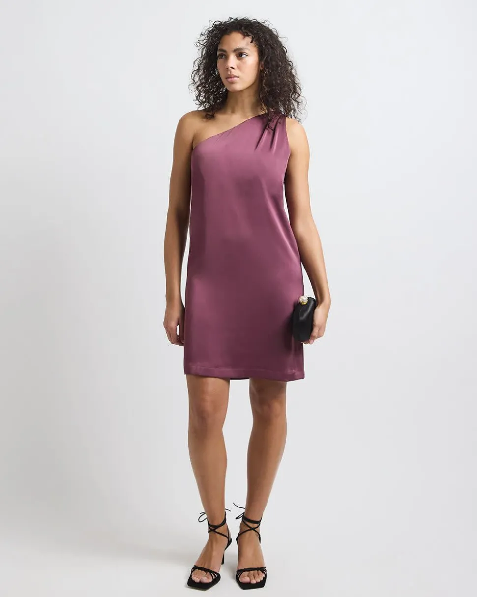 One-Shoulder Satin Mini Cocktail Dress