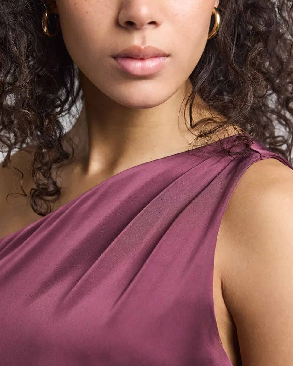 One-Shoulder Satin Mini Cocktail Dress