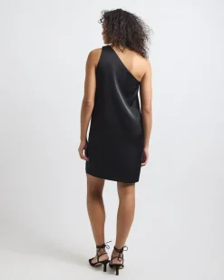 One-Shoulder Satin Mini Cocktail Dress