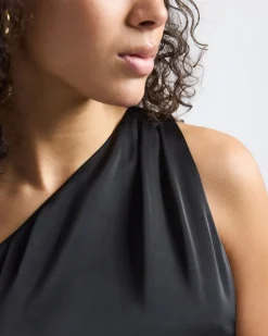 One-Shoulder Satin Mini Cocktail Dress