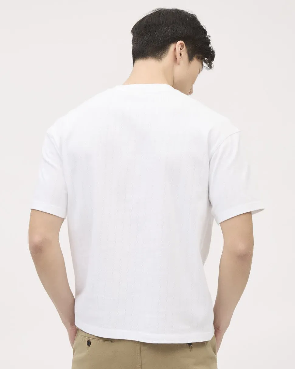 Oversized Short-Sleeve Crew-Neck Textured Tee