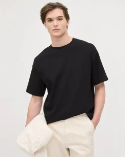 Oversized Short-Sleeve Crew-Neck Ribbed Tee