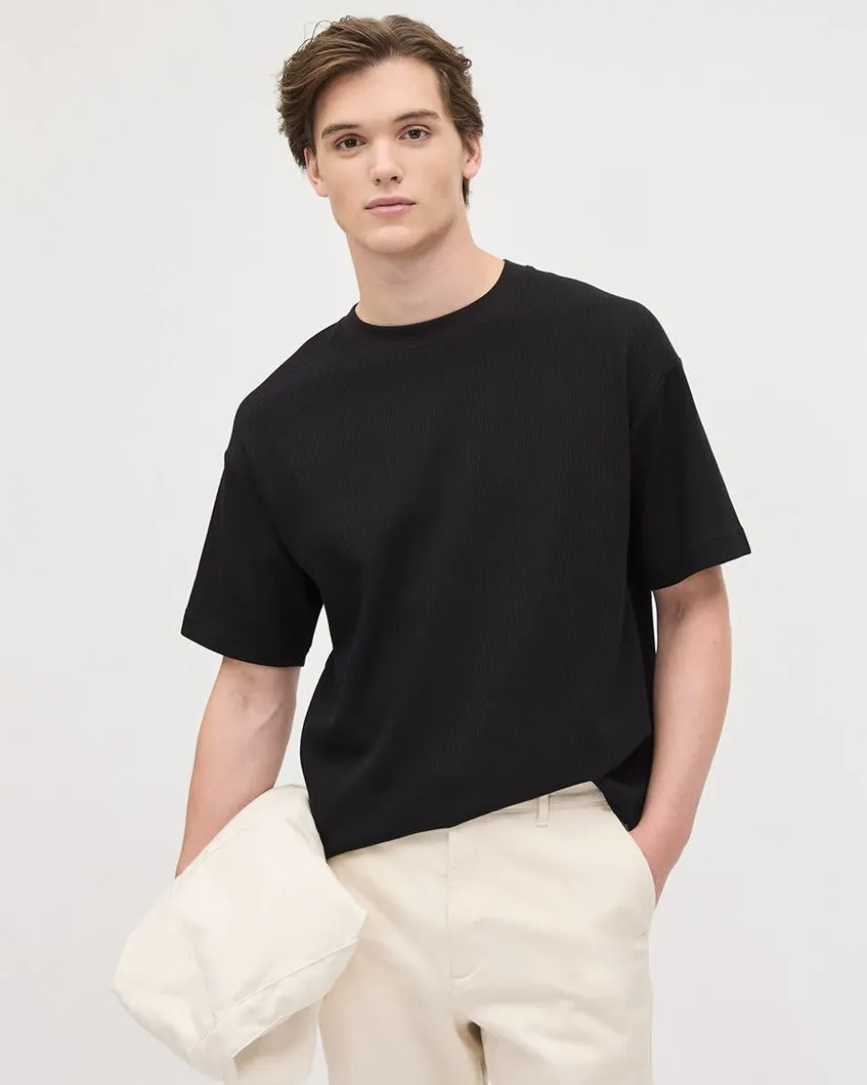 Oversized Short-Sleeve Crew-Neck Ribbed Tee