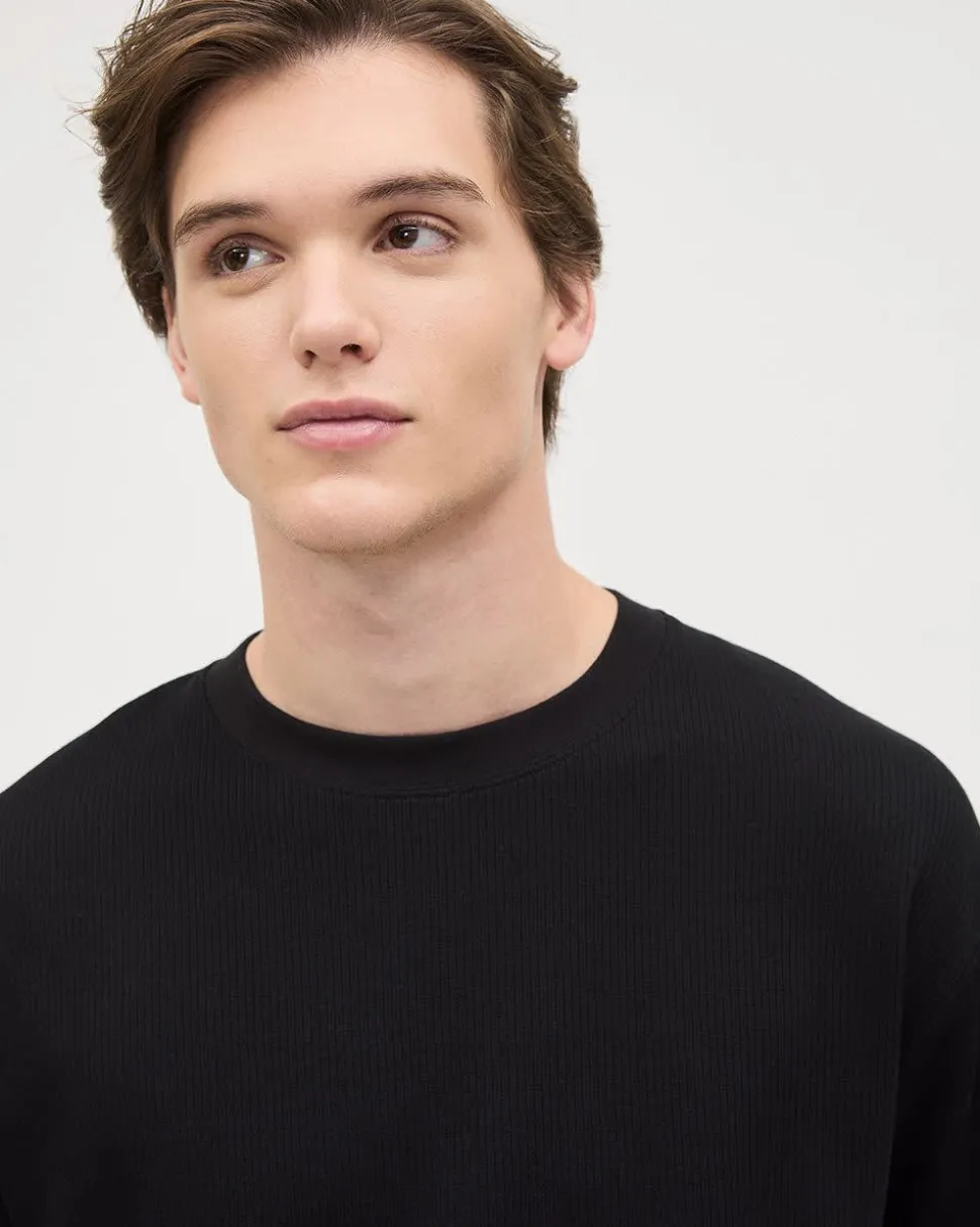 Oversized Short-Sleeve Crew-Neck Ribbed Tee