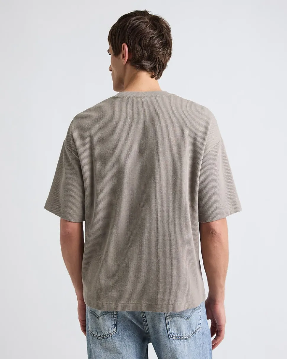 Oversized Short-Sleeve Crew-Neck Ribbed Tee