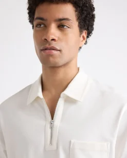 Oversized Short-Sleeve Half-Zip Polo