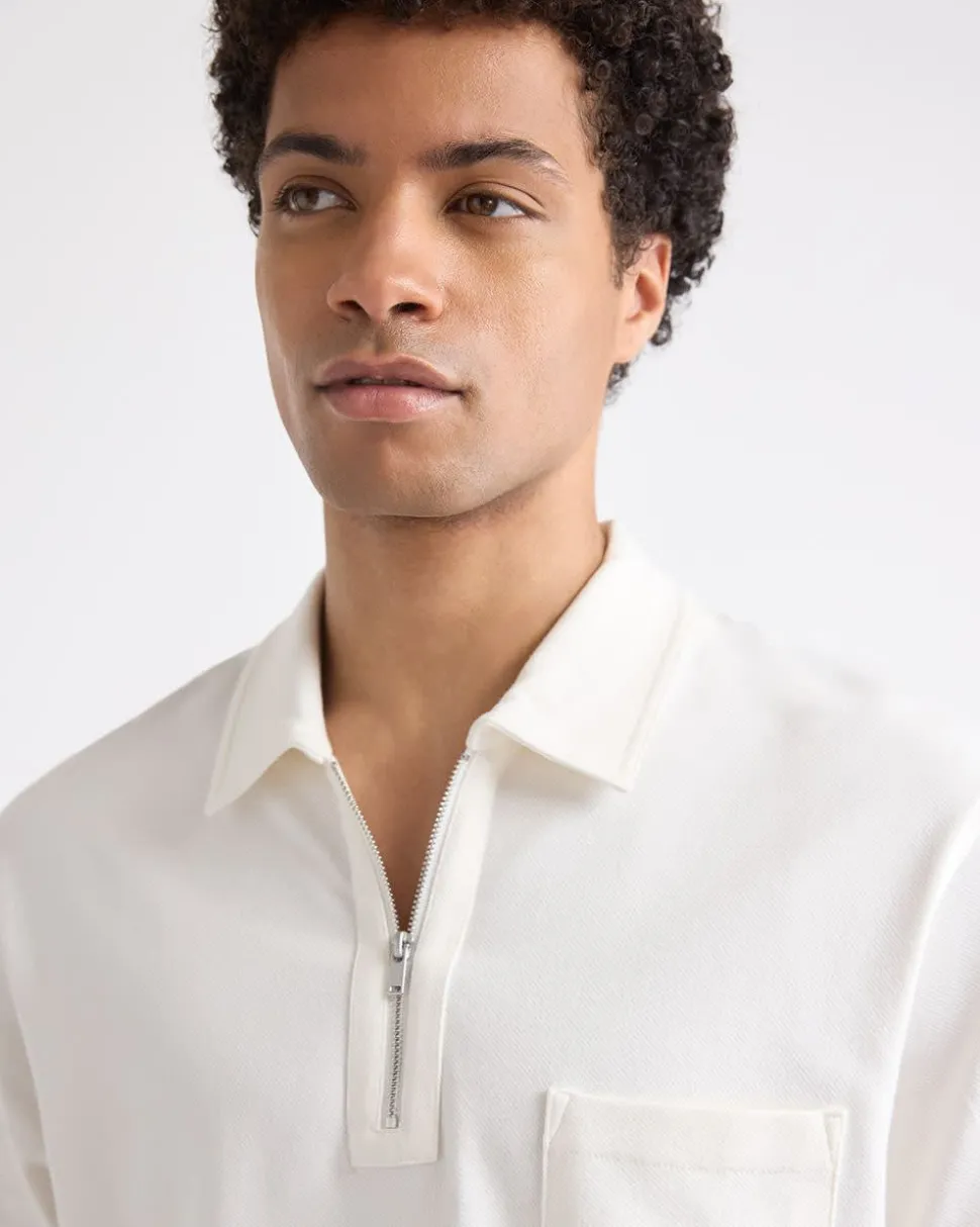 Oversized Short-Sleeve Half-Zip Polo