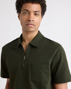 Oversized Short-Sleeve Half-Zip Polo