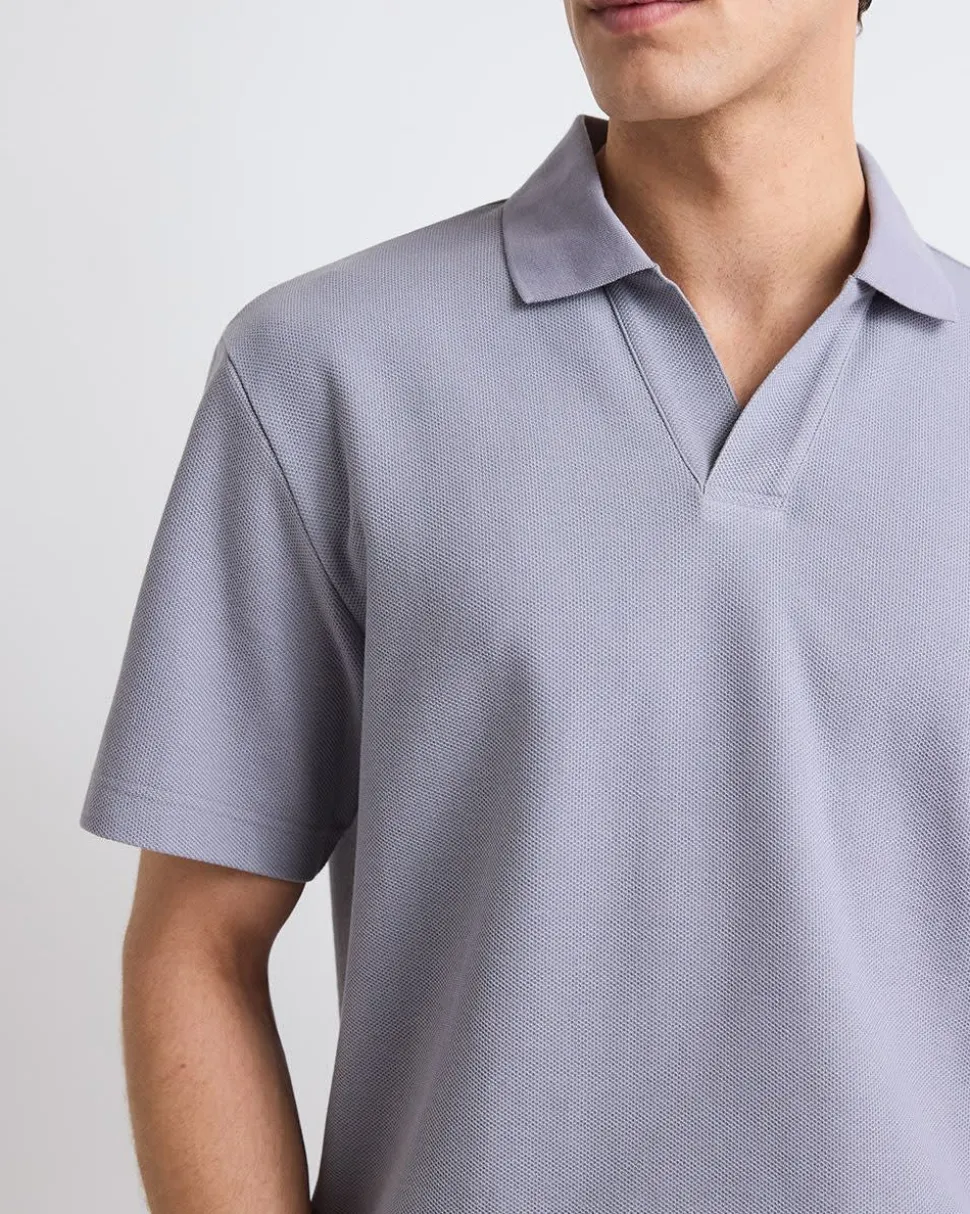Oversized Short-Sleeve Textured Polo