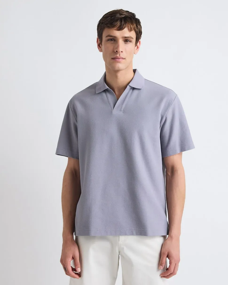 Oversized Short-Sleeve Textured Polo