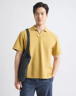 Oversized Short-Sleeve Textured Polo