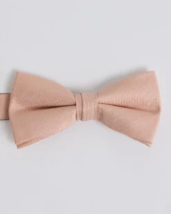 Peach Linen-Blend Bow Tie