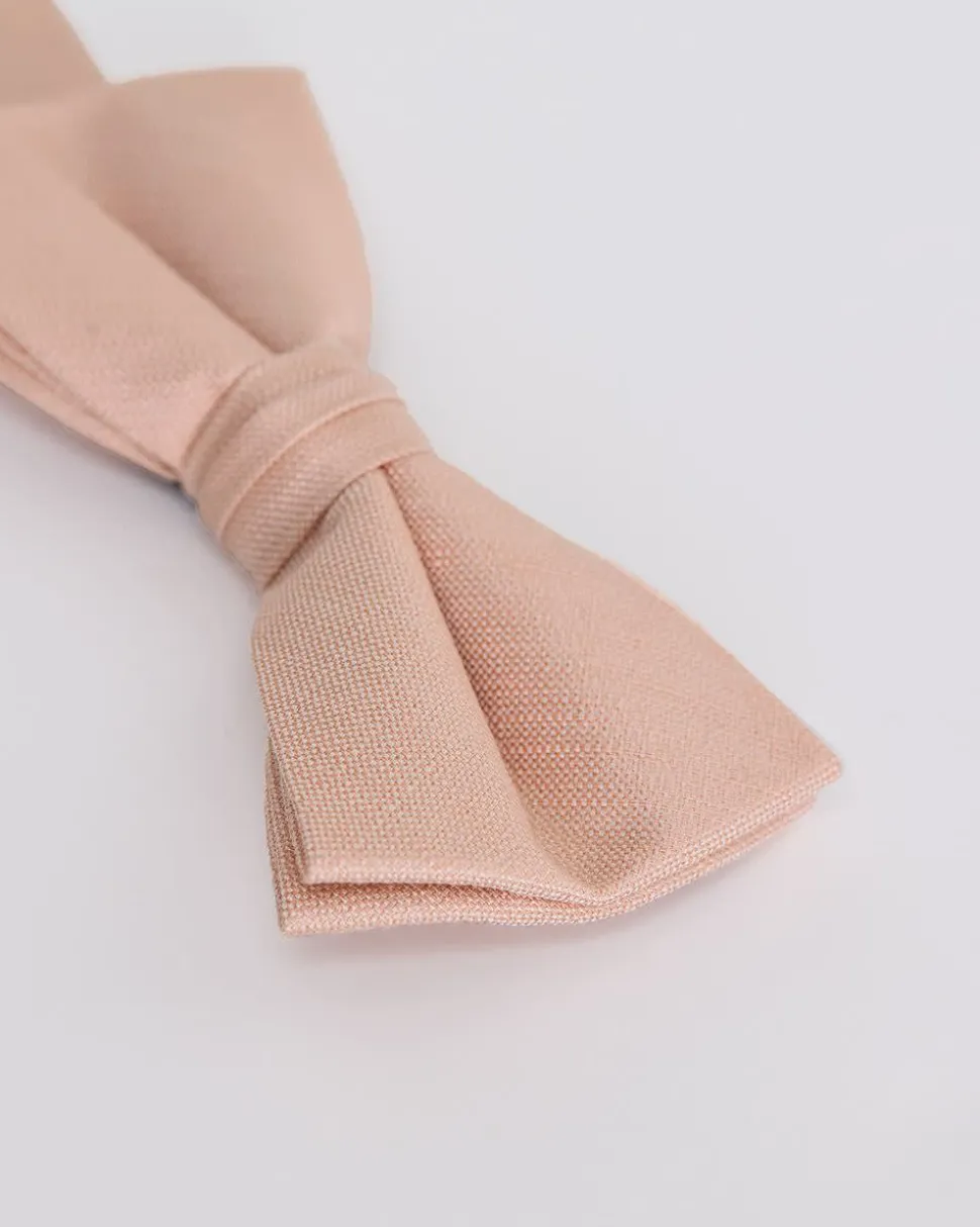 Peach Linen-Blend Bow Tie
