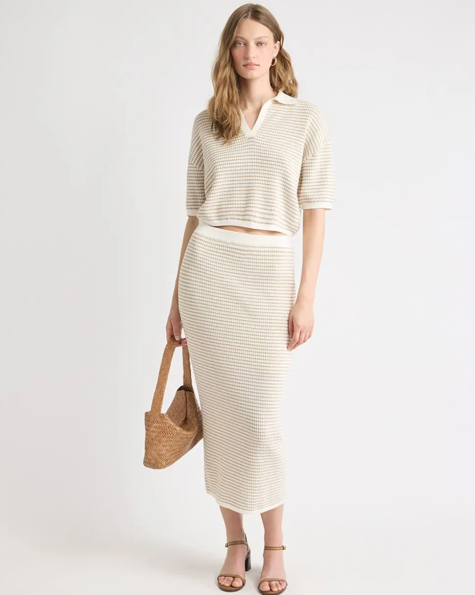Pencil Midi Skirt with Fancy Stitches