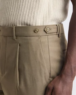 Pleated Tapered-Leg City Pant
