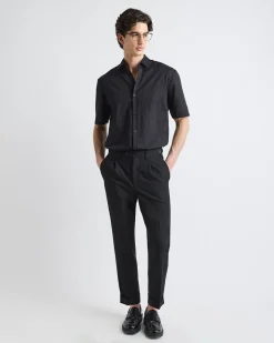 Pleated Tapered-Leg City Pant