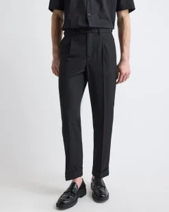 Pleated Tapered-Leg City Pant