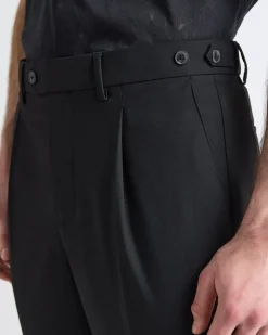 Pleated Tapered-Leg City Pant