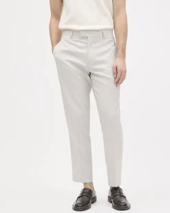 Pleated Tapered-Leg Light Grey Suit Pant