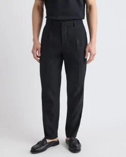 Pleated Tapered-Leg Linen Suit Pant