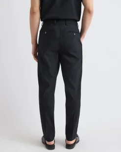 Pleated Tapered-Leg Linen Suit Pant