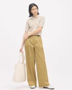 Poplin High-Rise Wide-Leg Pant