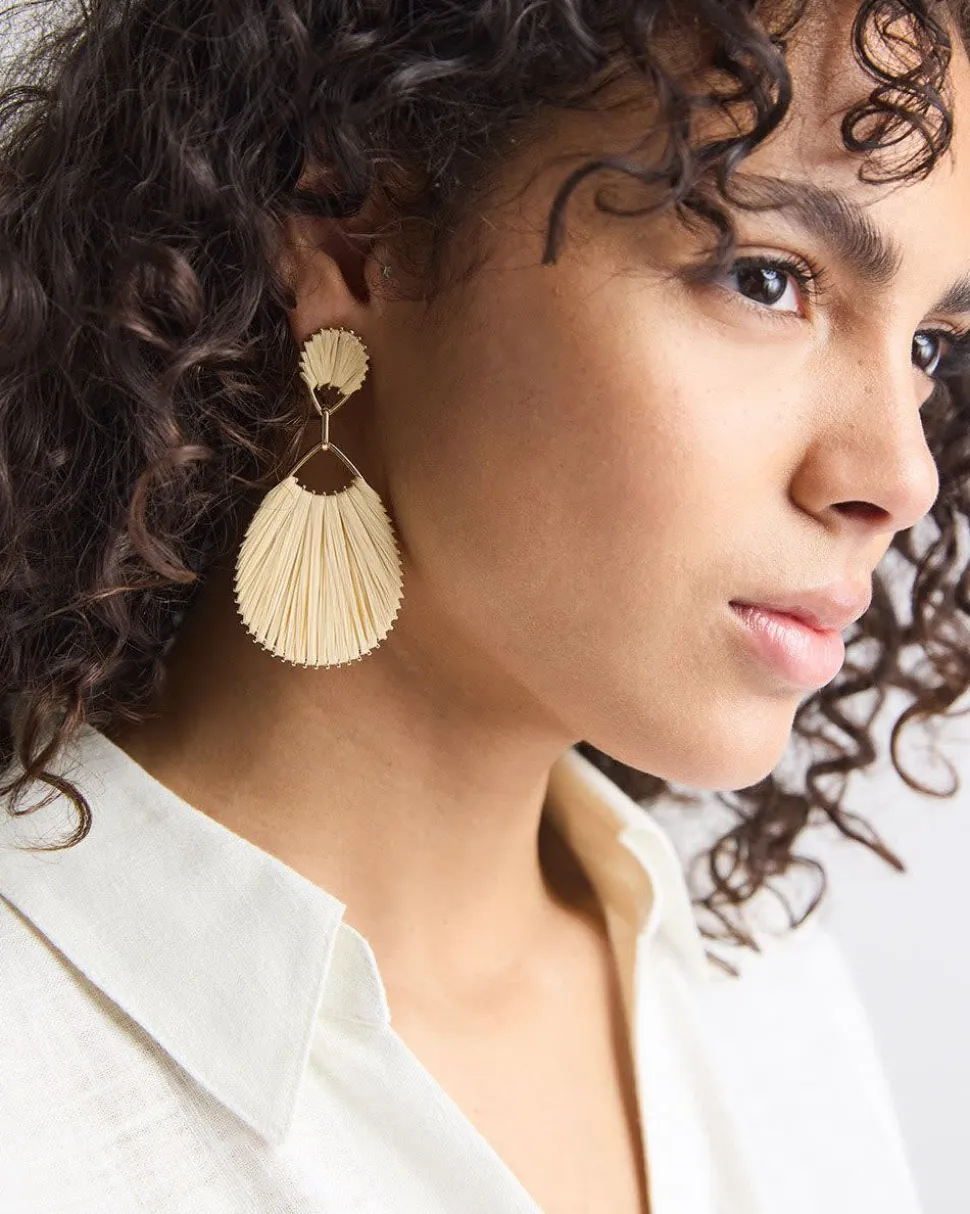 Raffia Earrings with Pendants