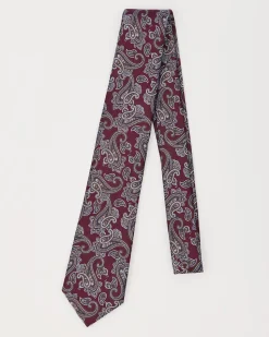 Regular Burgundy Tie with Paisley Pattern