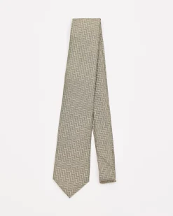 Regular Green Tie with Zigzag Pattern
