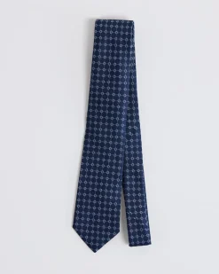 Regular Navy Tie with Square Geometric Pattern