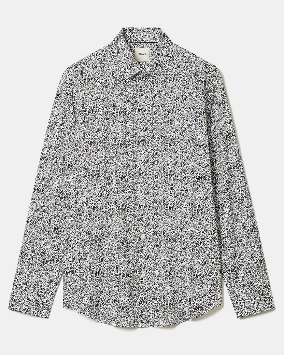 Regular-Fit Dress Shirt with Floral Pattern