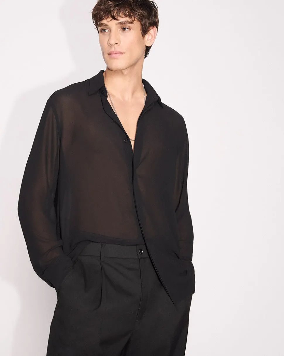 Regular-Fit Sheer Dress Shirt