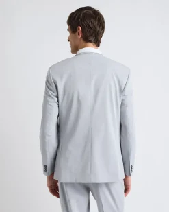 Relaxed-Fit Double-Breasted Light Grey Suit Blazer