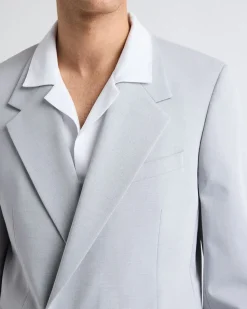Relaxed-Fit Double-Breasted Light Grey Suit Blazer
