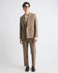 Relaxed-Fit Double-Breasted Rose Taupe Suit Blazer