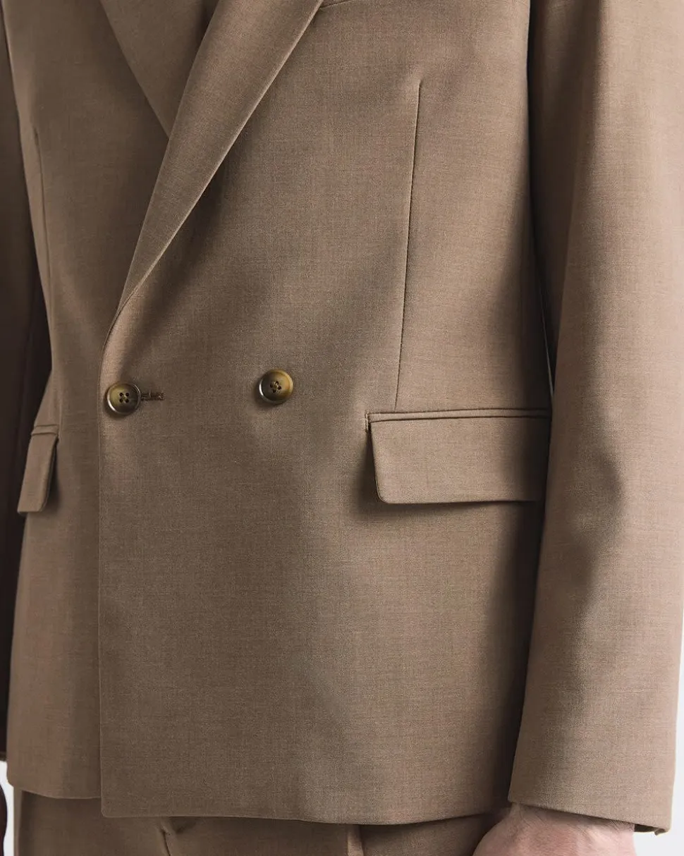 Relaxed-Fit Double-Breasted Rose Taupe Suit Blazer