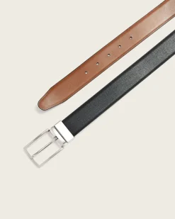 Reversible Black and Tan Saffiano Leather Belt