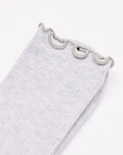 Ribbed Crew Socks with Scalloped Hems