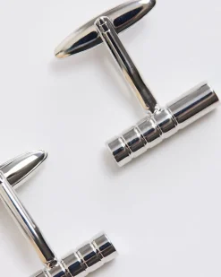 Ribbed Cylindric Cuff Links